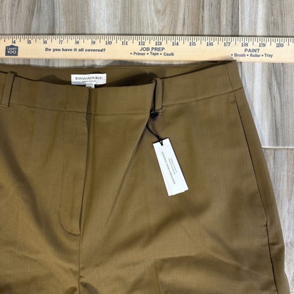 NWT Banana Republic Wool Straight 16 Pants Brown Tailored Career Minimalist - Picture 9 of 10